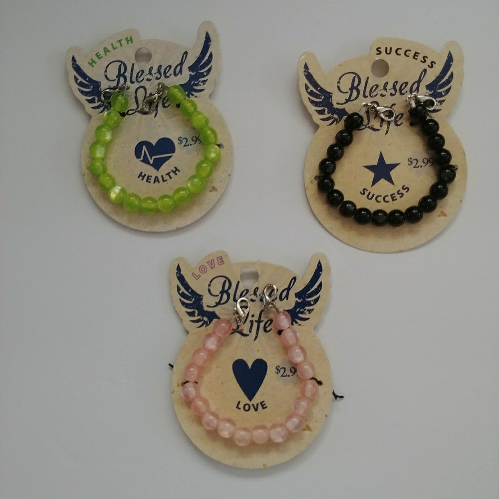 Lot of 3 Bracelets Success Health Love Blessed Lov